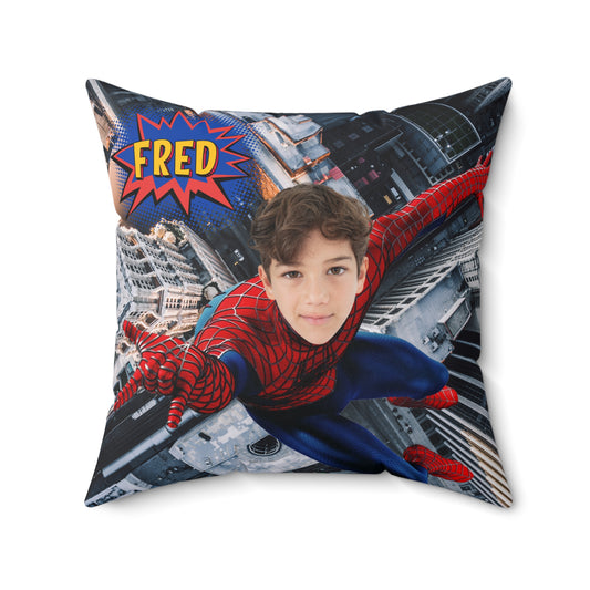 🕷️ Personalized Spiderman Superhero Pillow 🕸️ – Custom Name & Face for Kids!